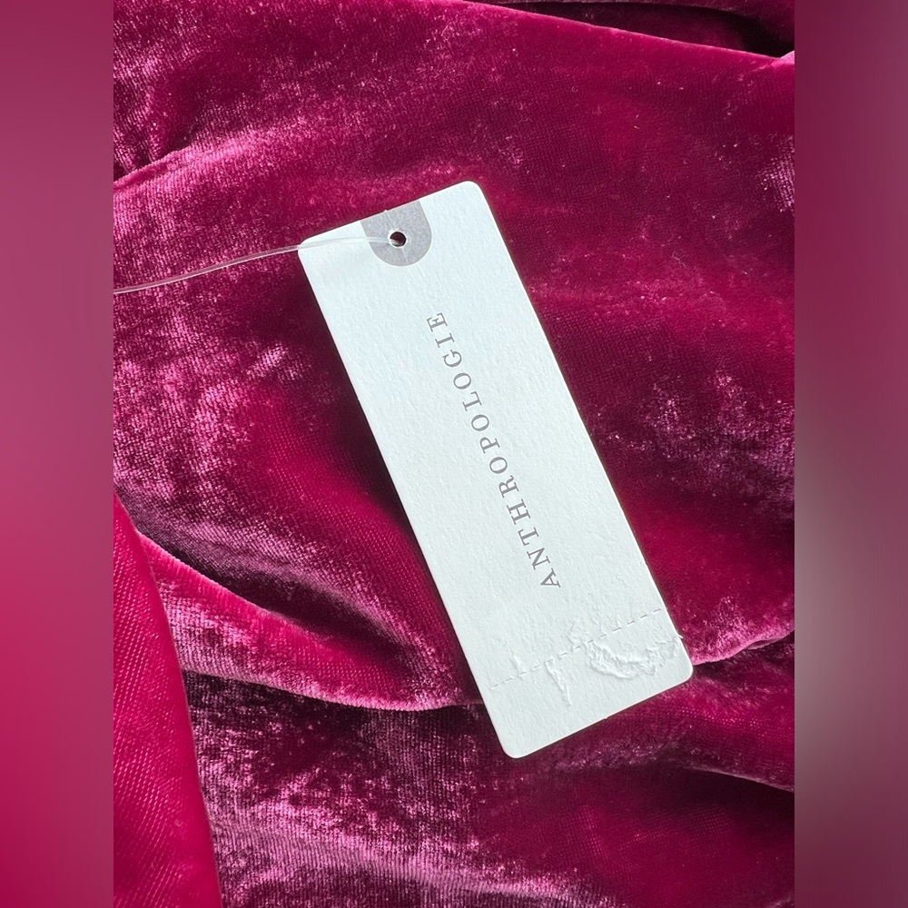 Anthropologie Size 10 Fushia Pink Crushed
Velvet High Waist Side Slit Mini Skirt - Picture 7 of 9